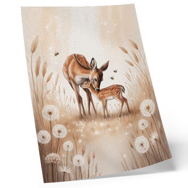 Affisch Rådjur med fawnfärgade blommor