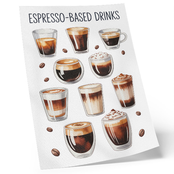 Hållbar väggposter Eleganta koppar fulla av espresso och mjölkkaffe