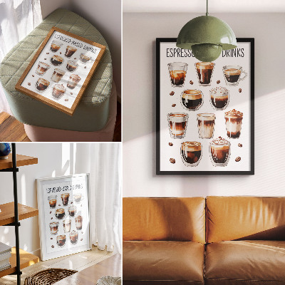 Hållbar väggposter Eleganta koppar fulla av espresso och mjölkkaffe