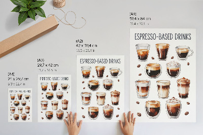 Hållbar väggposter Eleganta koppar fulla av espresso och mjölkkaffe