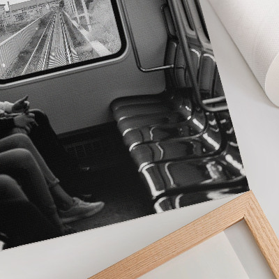 Dekorativ väggaffisch Svartvitt fotografi av en tågvagn