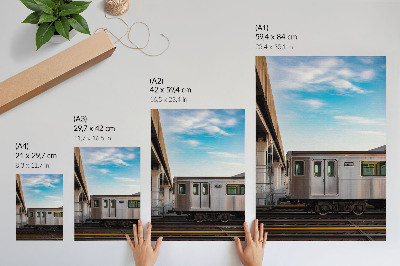 Hållbar väggposter Tåg modern bro himmelsblå katt
