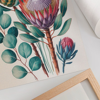 Poster Exotiska proteablommor gröna blad