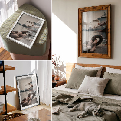 Hållbar väggposter Hamnens charm, fartygen, den industriella atmosfären