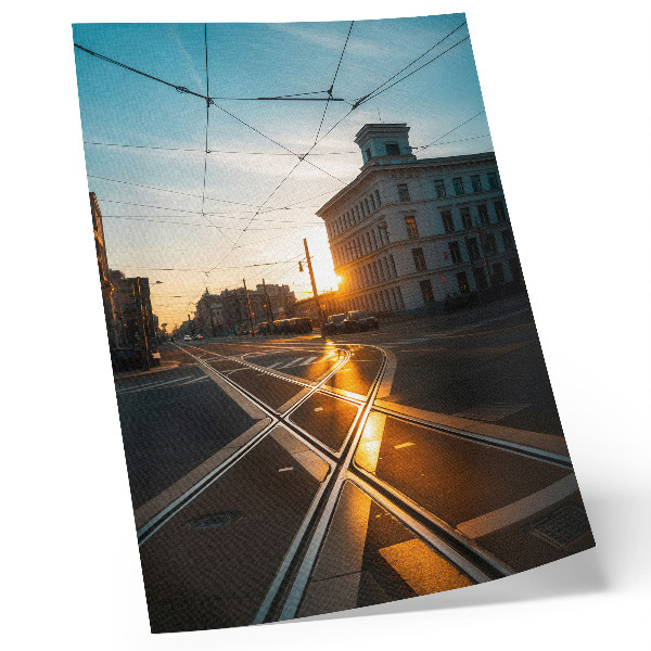 Poster Solnedgången över staden med arkitektur