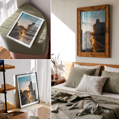 Poster Solnedgången över staden med arkitektur