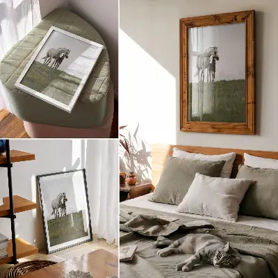 Hållbar väggposter med motiv av hästar i naturen