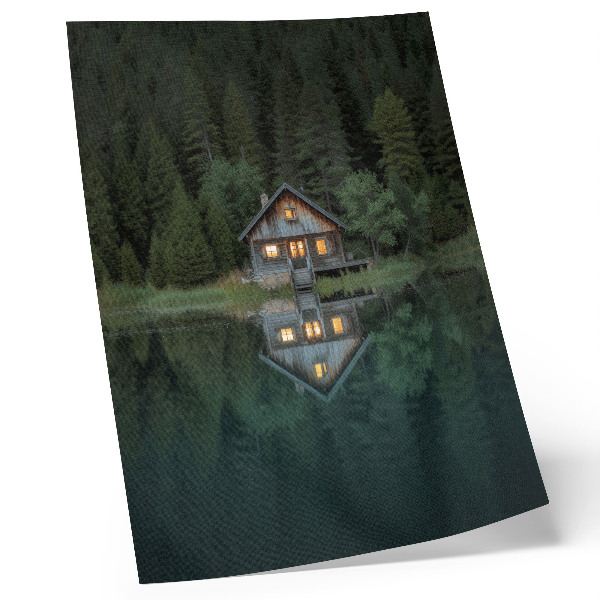Poster fjällstuga reflektion naturvy