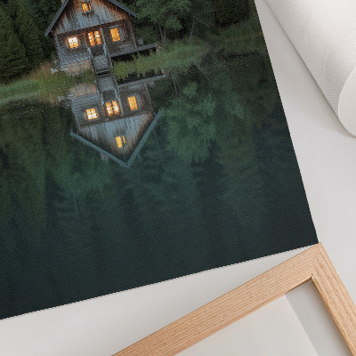 Poster fjällstuga reflektion naturvy