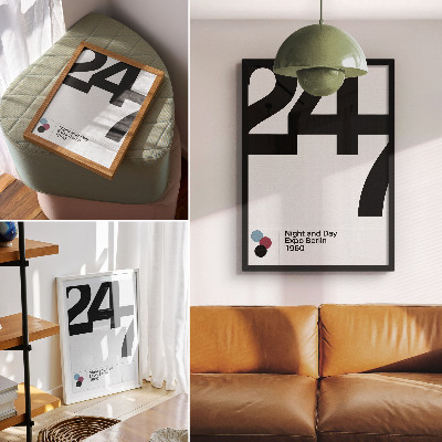 Dekorativ väggaffisch Minimalistisk design med stora svartvita siffror