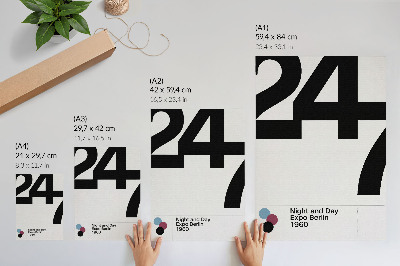 Dekorativ väggaffisch Minimalistisk design med stora svartvita siffror