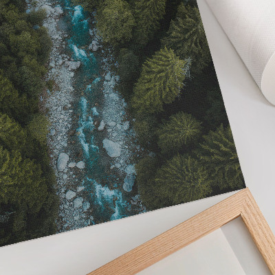 Hållbar väggposter Grön skogsflod naturlig harmoni