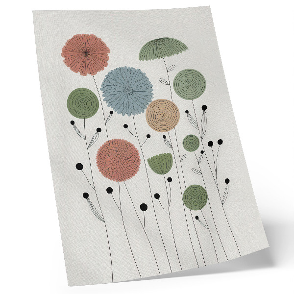 Poster Geometriska blommor pastellfärger moderna