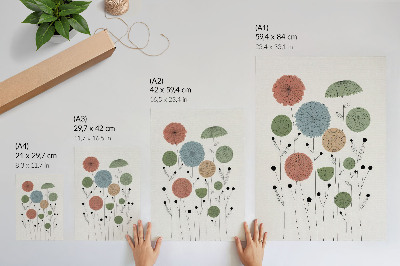 Poster Geometriska blommor pastellfärger moderna
