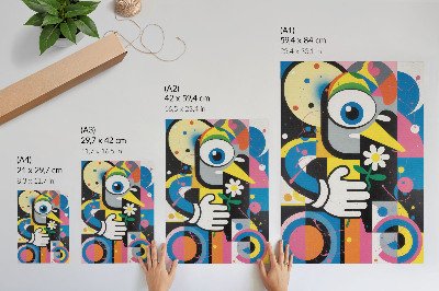 Hållbar väggposter Geometrisk abstraktion, livfulla färger, kontraster