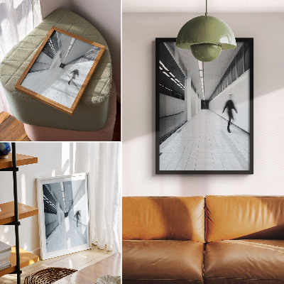 Hållbar väggposter Modern hall i vita och grå nyanser