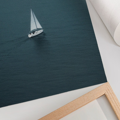 Affisch En yacht på ett lugnt hav, en minimalistisk komposition