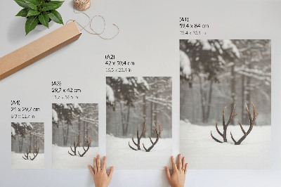 Hållbar väggposter Vinterlandskap med horn i snön