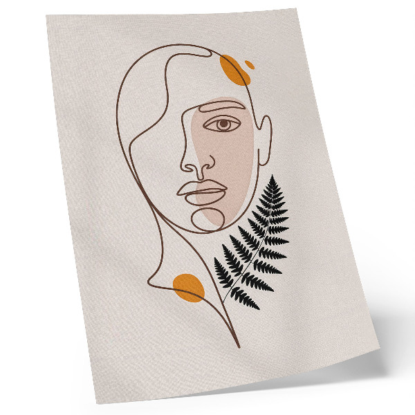 Hållbar väggposter Minimalistiskt ansikte med lövelement