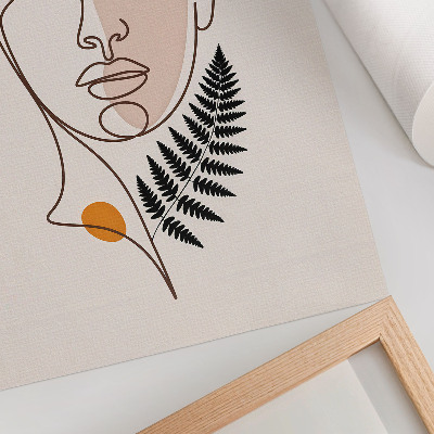 Hållbar väggposter Minimalistiskt ansikte med lövelement