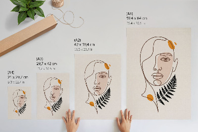 Hållbar väggposter Minimalistiskt ansikte med lövelement