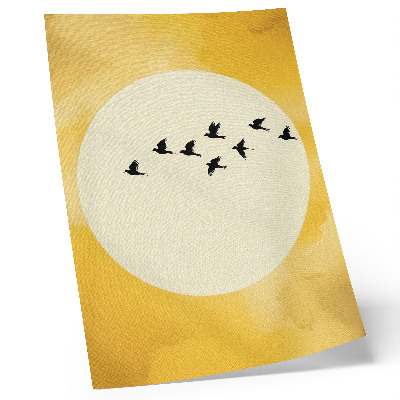 Poster Fåglar mot en gul cirkelbakgrund