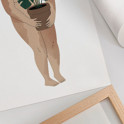 Hållbar väggposter Kvinna med blomkruka elegans minimalism fred