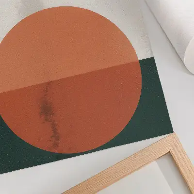 Väggaffisch Fåglar i flykt minimalistisk med orange cirkel