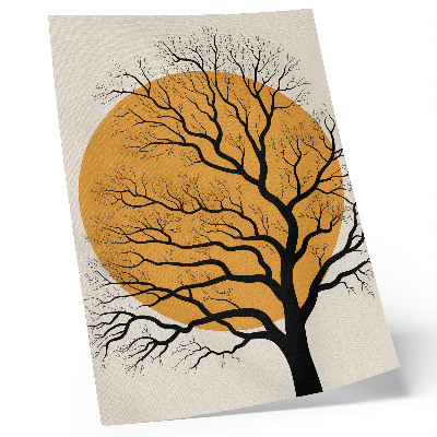 Hållbar väggposter Ett minimalistiskt träd på en orange bakgrund