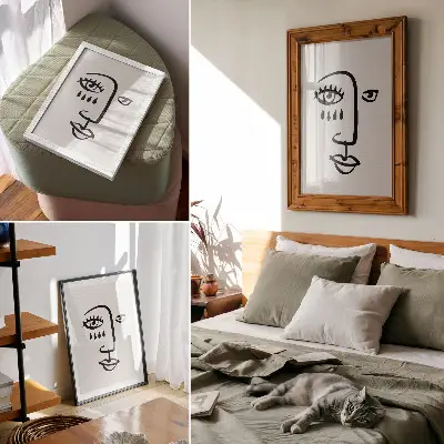 Dekorativ väggaffisch abstrakta ansiktslinjer i modern minimalism