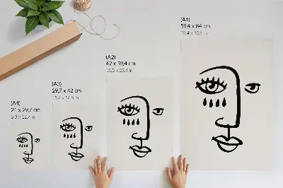 Dekorativ väggaffisch abstrakta ansiktslinjer i modern minimalism