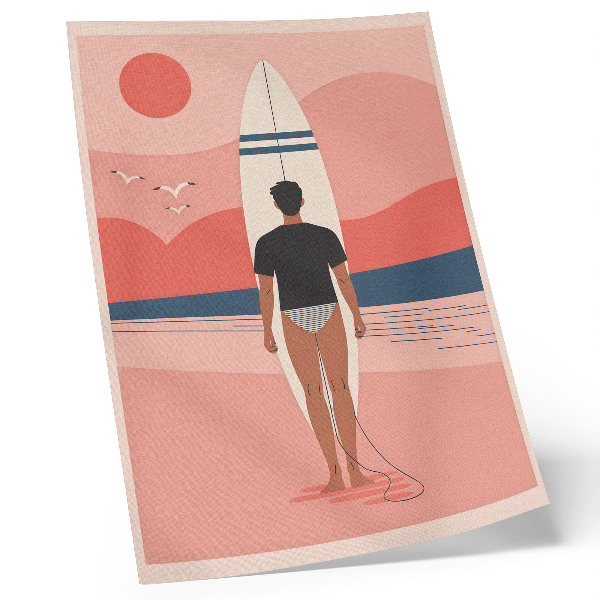 Poster Surfbräda strand hav lugn avkoppling