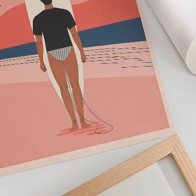 Poster Surfbräda strand hav lugn avkoppling