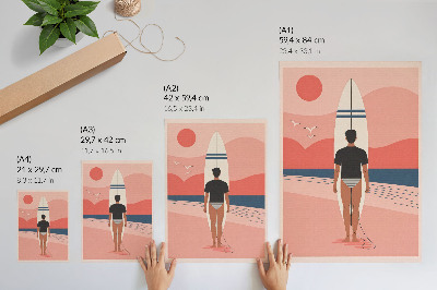 Poster Surfbräda strand hav lugn avkoppling