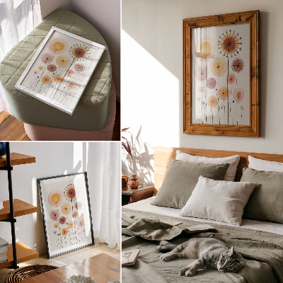 Affisch Pastellfärgade maskrosor, modern stil, delikat
