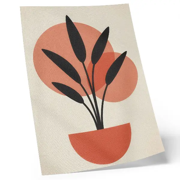 Hållbar väggposter med abstrakta geometriska löv på beige bakgrund