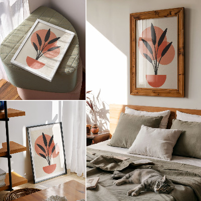 Hållbar väggposter Abstrakta geometriska löv beige bakgrund