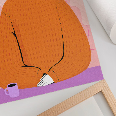 Affisch Grafik av en karaktär i en orange tröja mot en rosa bakgrund
