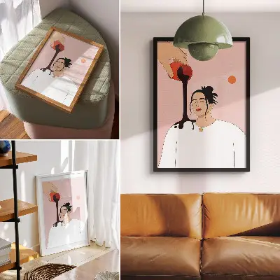 Hållbar väggposter minimalistisk figur under en mörk bäck