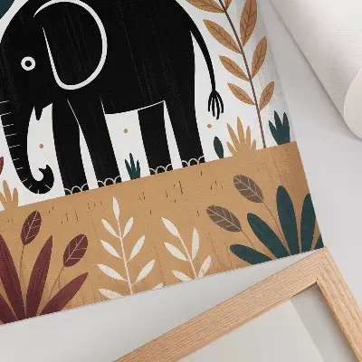 Väggaffisch elefant bland löv