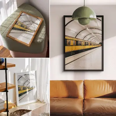 Väggaffisch Modern tunnelbana med smidiga och dynamiska linjer