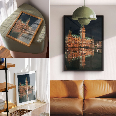 Hållbar väggposter Klassisk arkitektur reflekterade kvällsljus