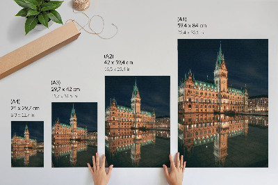 Hållbar väggposter Klassisk arkitektur reflekterade kvällsljus