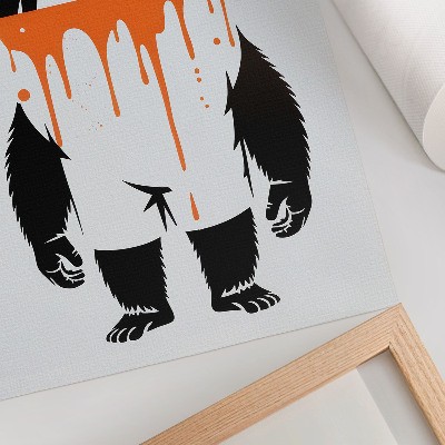Dekorativ väggaffisch En gorilla i overall mot en vibrerande orange bakgrund