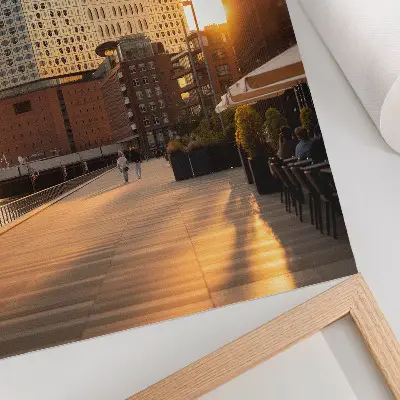 Poster urbant landskap i solnedgång med elegant stil