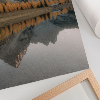Poster Lugn sjö höst träd reflektion berg natur
