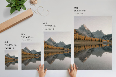 Poster Lugn sjö höst träd reflektion berg natur