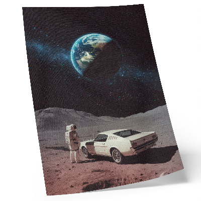 Poster Astronaut på månen bil jorden stjärnor