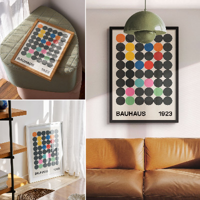 Hållbar väggposter Geometriska svarta cirklar livfulla färger Bauhaus-inspirationer