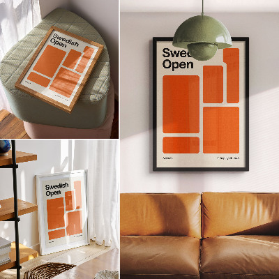 Dekorativ väggaffisch Orange rektanglar på en krämfärgad bakgrund